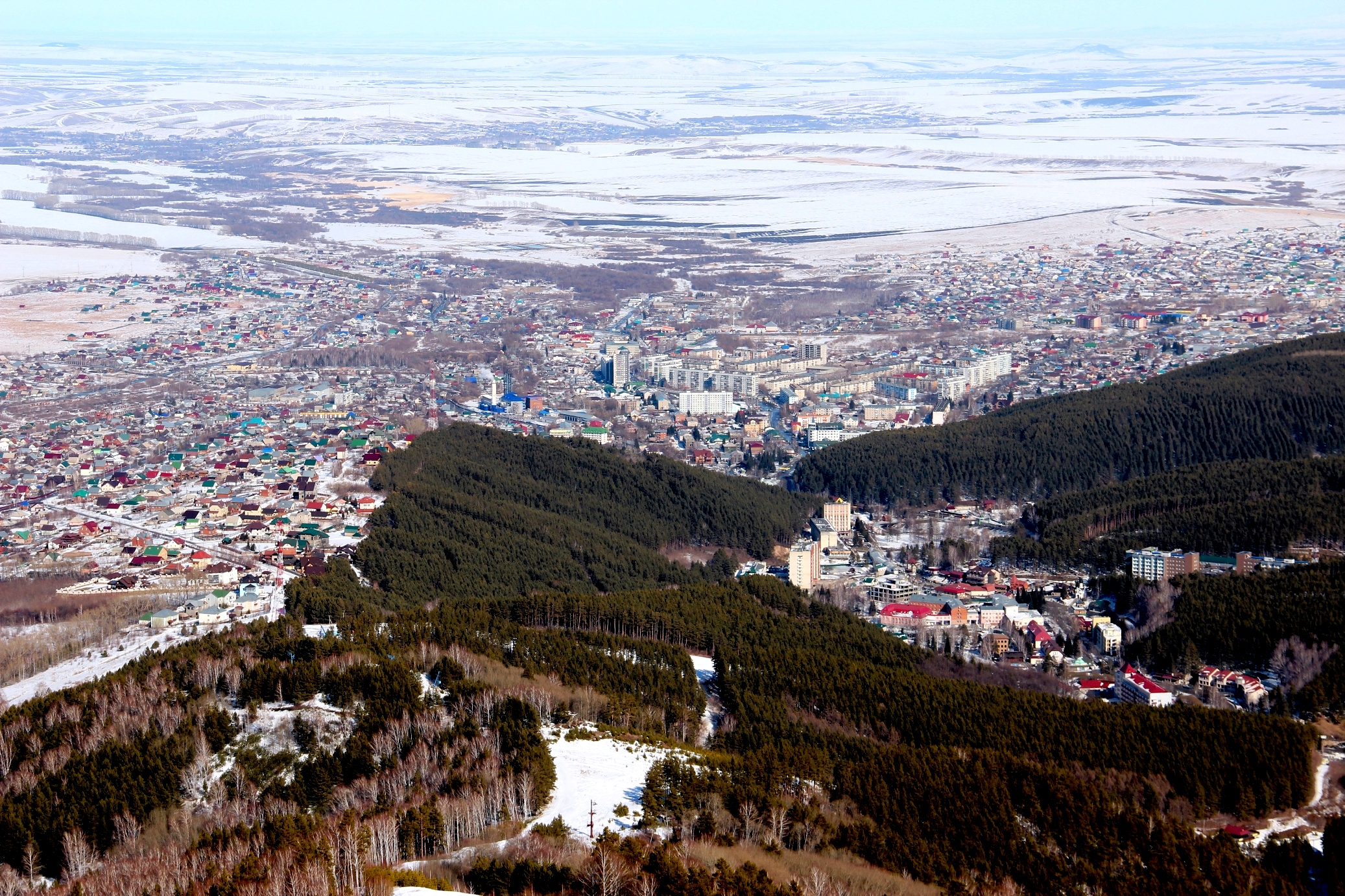 Зимняя панорама Белокурихи с высоты